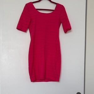 bebe Hot Pink Knit Scoop-Neck Mini Dress